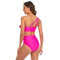 thumbnail image 5 of Fesfesfes Parent-Child Swimsuit One Shoulder Ruffles Patchwork Split Two Piece Swimsuit High Waist Top Mom and Daughter Swimwear Bikini Set, 5 of 7