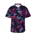 thumbnail image 2 of Goofa Purple Butterfly Hawaiian Shirt for Men, Unisex Summer Beach Casual Short Sleeve Button Down Shirts,Aloha Tropical Floral print shirt-X-Large, 2 of 9