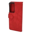 thumbnail image 4 of Funda de cuero PU para teléfono con billetera abatible Funda protectora para teléfono a prueba de golpes con empalme de 2 colores para Samsung S21 Ultra Rojo, 4 of 10