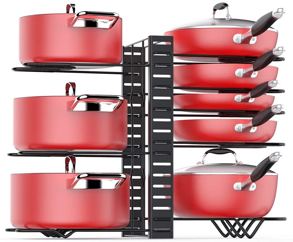 Pan Organizer Rack for Cabinet, Pot Rack with 3 DIY Methods, Adjustable