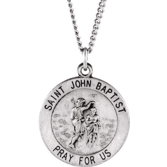 Sterling Silver Round St John The Baptst Pendant Mdl 18.5 - 2.2 Grams