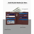 thumbnail image 3 of Men's Genuine Leather Bifold Wallet - Slim Hipster RFID Blocking Cowhide Credit Card Holder, 3 of 5