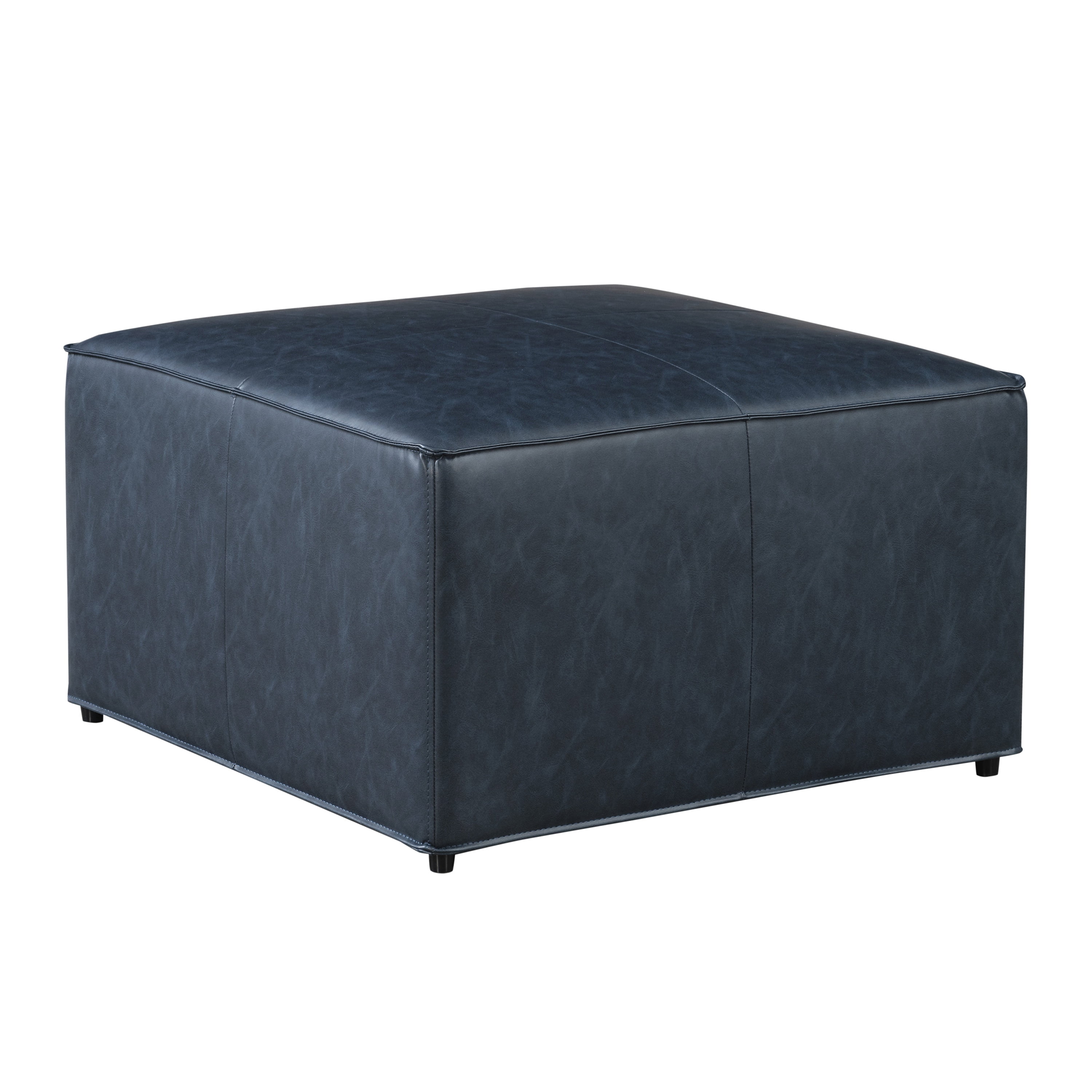 Studio Living Hadley Modern Storage Ottoman, Navy Faux Leather