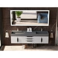 thumbnail image 6 of Castello USA Amazon 72" White Wood Floating Vanity with Gray Top and Black Trim, 6 of 8