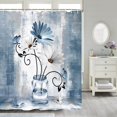 thumbnail image 5 of Rustic Farmhouse Floral Shower Curtain, Country Farm Blue Daisy Flowers Butterfly Abstract Shower Curtain Set, Navy Blue Shower Curtains Farmhouse Bathroom Accessories with 12PCS Hooks,70X75IN, 5 of 5