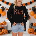 Round Boo Whoinshop Women Casual Halloween Sweaters Long Sleeve Round Neck Boo ...