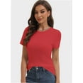 thumbnail image 2 of Women's Basic Solid Active Soft Short Sleeve Crew Neck Top T-Shirts, 2 of 6