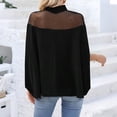 thumbnail image 6 of ClodeEU Women's Sheer Mesh Mock Neck Dolman Sleeve Top, Casual Solid Color Blouse Black,Women's Plus L, 6 of 8