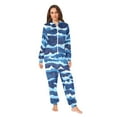 thumbnail image 3 of Blue Ocean Waves Adult onesie Pajamas, Crystal Velvet Ultra Soft Warm Jumpsuit for Men and Women, 3 of 7