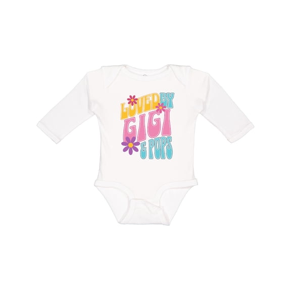 Inktastic Gigi and Pops Love Me Granddaughter Girls Long Sleeve Baby Bodysuit