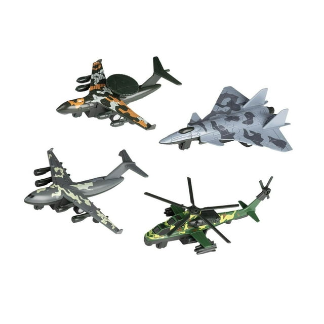 4x Avion à Réaction en Alliage Moulé sous Pression en Métal Mécanisme à Rétrofriction Action à Rétrofriction Jouets de Combat Camouflage