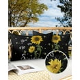 thumbnail image 3 of Sunshine Quotes Sunflowers with Bees Outdoor Pillow Covers Waterproof Throw Pillow Cover 20x12in Set of 2,Rectangle Decorative Pillowcases Cushion Case for Patio Sofa Couch,Yellow Floral on Black, 3 of 7