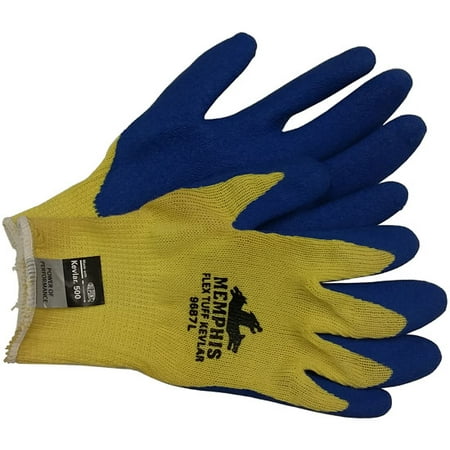 Kevlar stiched glove, Bear Kat w/ Blue latex palm (1 pair) Large Size