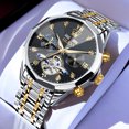 thumbnail image 3 of OLEVS Automatic Watches for Men Luxury Dress Waterproof Self Winding Mechanical Moon Phase Chronograph Stainless Steel Luminous Diamond Date Skeleton Tourbillon Wristwatch for Men Reloj Para Hombre, 3 of 15