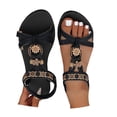 thumbnail image 3 of enyan Platform Slip on Sandals for Women Summer Wedges Slides -Flatform, Open Toe, Bohemia, Beach, Wedding White Sandals,Black,Size 6.5, 3 of 7