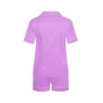 thumbnail image 4 of Boys Girls Silk Pajamas Short Sleeve Sleepwear Button Down Top and Shorts Night Time Casual 2 Piece Pjs Matching Set, 4 of 6