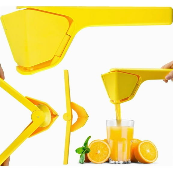 Foldable Lemon Juicer, Easy Squeeze Manual Lemon Juicer, Citrus Juicer That Folds Flat, Lemon Squeezer, Orange Juicer Press with Sideways Pivot to Increase Leverage & Reduce Effort Needed