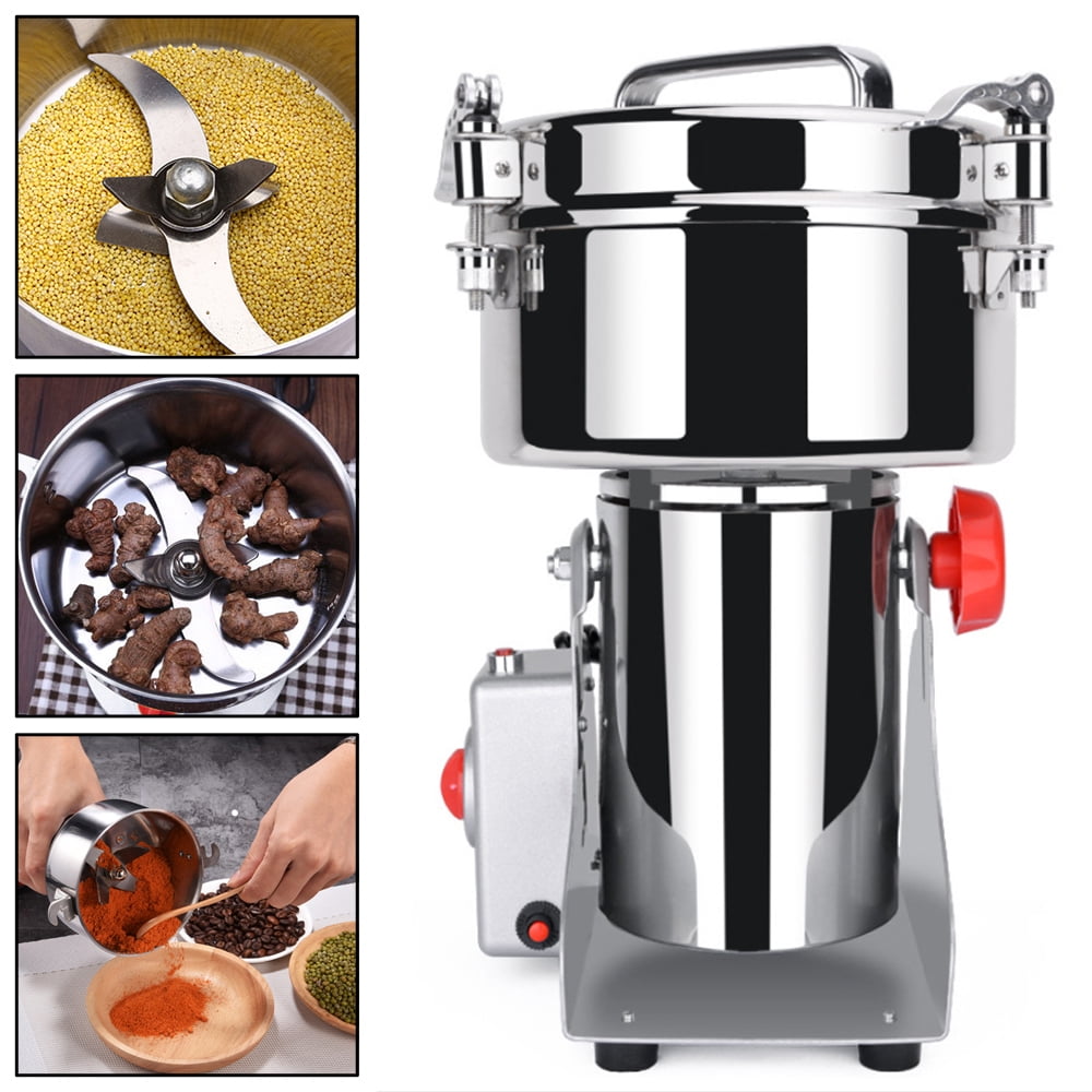 Moongiantgo Electric Grain Mill Grinder 700g Commercial Spice Grinder 2500W Superfine Powder Grinding Machine Stainless Steel Pulverizer Dry Grinder Capacity: 700g, 110V 
