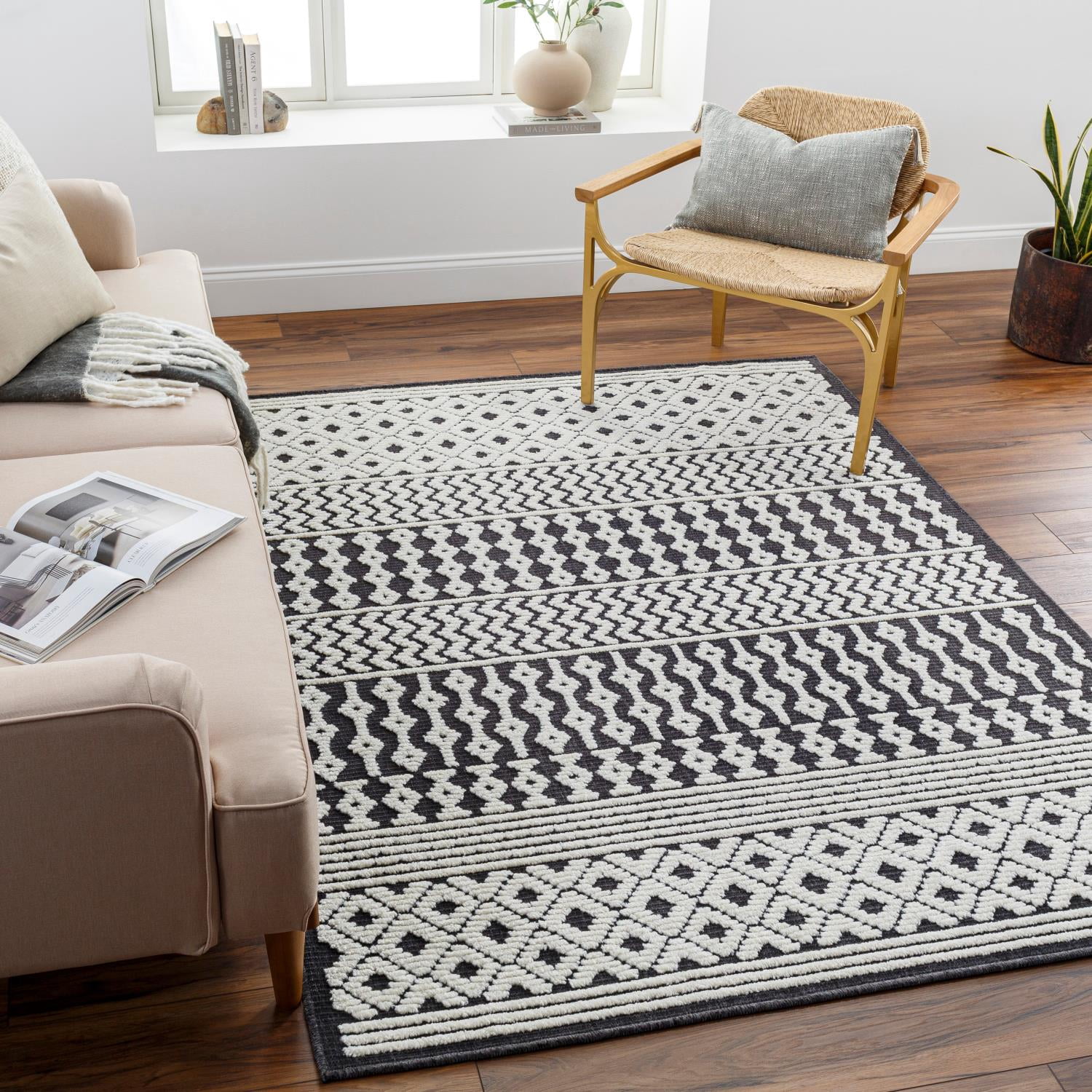 Livabliss Lyna Cream 2'6" x 8' Machine Washable Indoor Area Rug