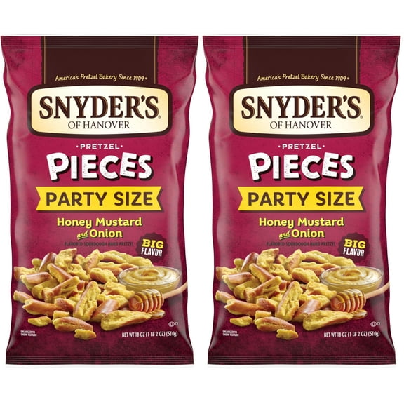 2 x - Snyder's of Hanover Pretzel Pieces, Honey Mustard and Onion, Party Size 18 Oz (Pack of 2)