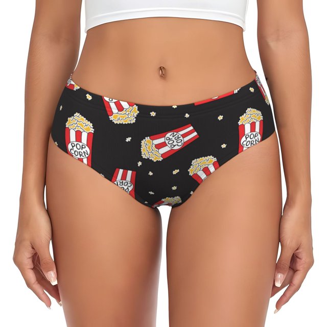 Balery Popcorn Ropa Interior de Algodón para Mujer con Dibujo – Braguitas Cómodas y Elásticas, Estilo Clásico-3X-Large