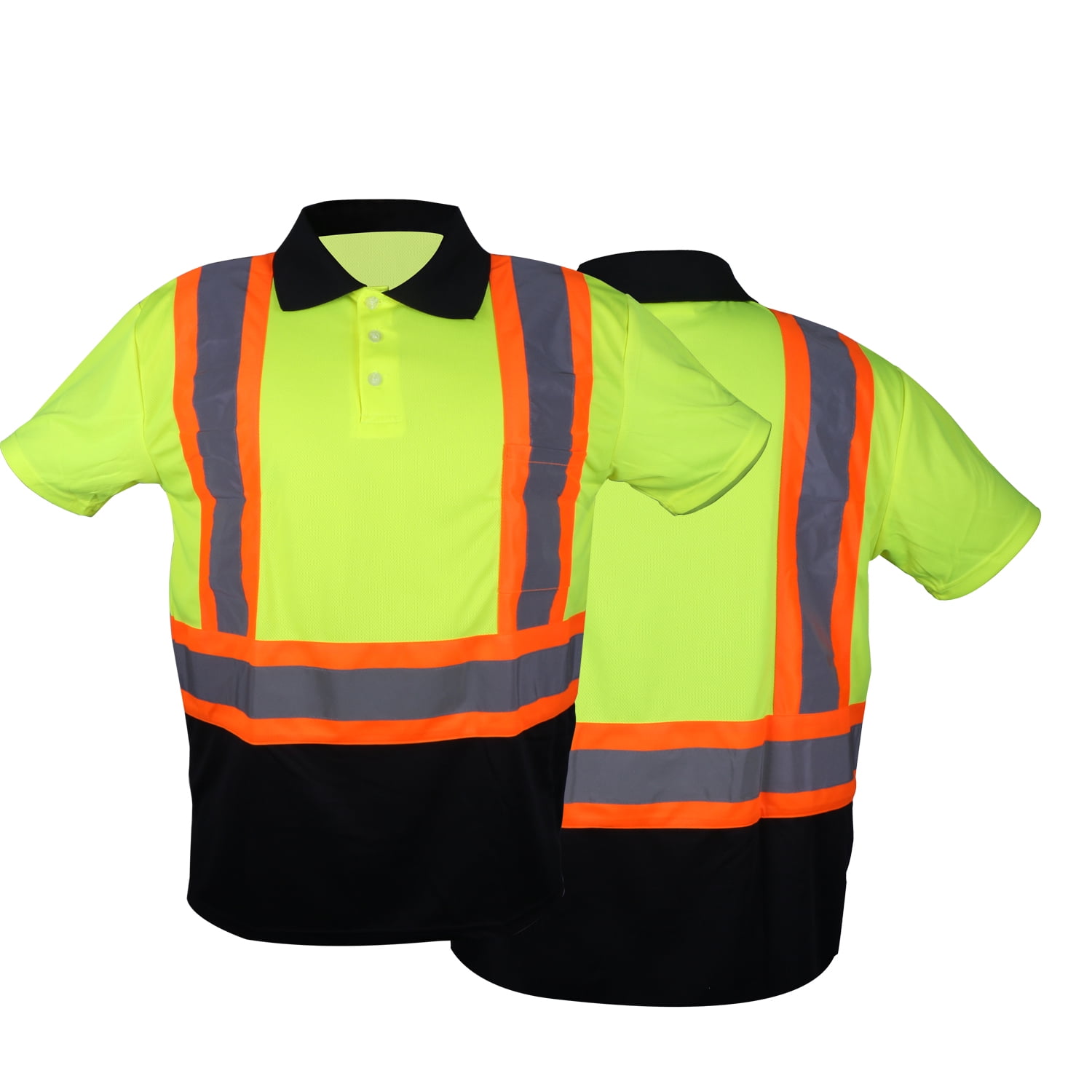 Hi Vis Polo T-Shirt Short Sleeve High Visibility Reflective Tape Safety ...