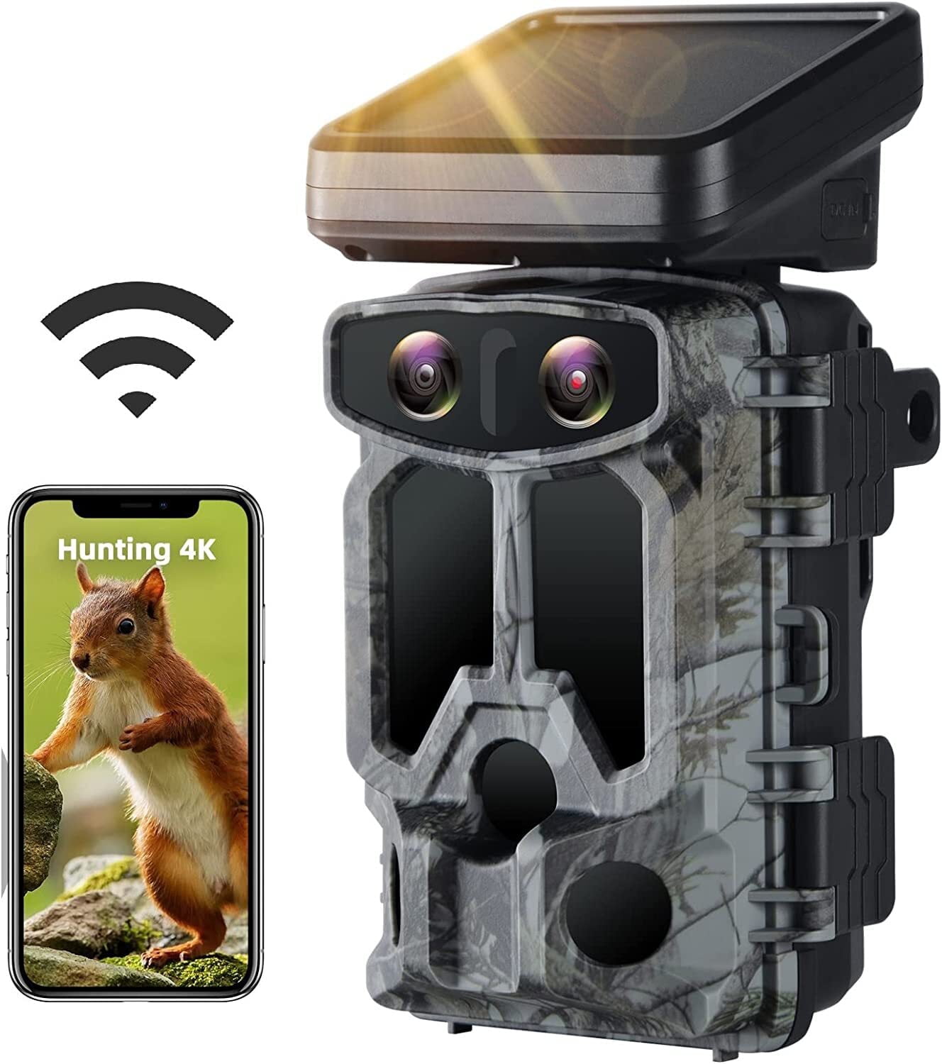 CAMPARK Trail Camera Solar Powered WiFi 60MP 4K UHD Game Hunting Camera