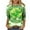 A03-Green, variant on Women's St. Patrick's Day 3/4 Sleeve Round Neck Top Celtic Knot & Clover Print Casual Polyester Spandex Shirt for Daily Home Festive Occasions
