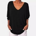 thumbnail image 2 of WBQ Womens Summer Tops V Neck Batwing 3/4 Sleeve Shirt Loose Casual Tunic Tee T-Shirt, 2 of 5