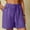 Purple, variant on LADIGASU Women's Linen Shorts Solid Color Comfortable Elastic Wide Leg Casual Shorts