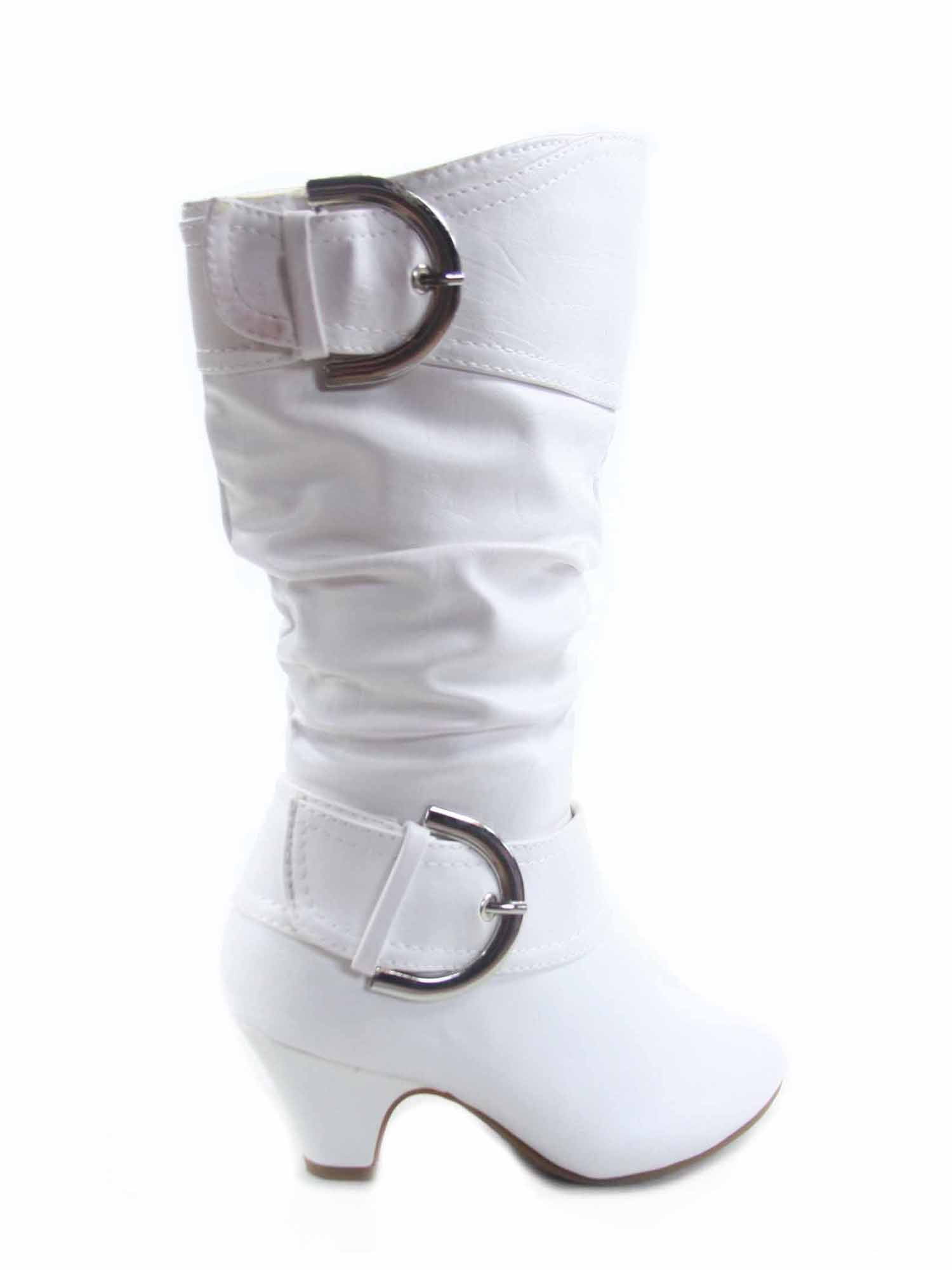Auto 9k Youth Girl S Kid S Zipper Low Heel Round Toe Buckle Dress Boot Black 13 Walmart Com