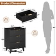 thumbnail image 3 of GIKPAL Night Stands for Bedroom Set of 2, Modern Bedside Table with 3 Drawers & Charging Station,Fluted Panel End Tables for Bedroom & Living Room, Black, 3 of 10