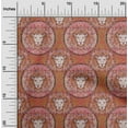 thumbnail image 2 of oneOoneViscoseChiffonRustBrownFabricLionFaceFabricForSewingPrintedCraftFabricByTheYard42InchWide, 2 of 4