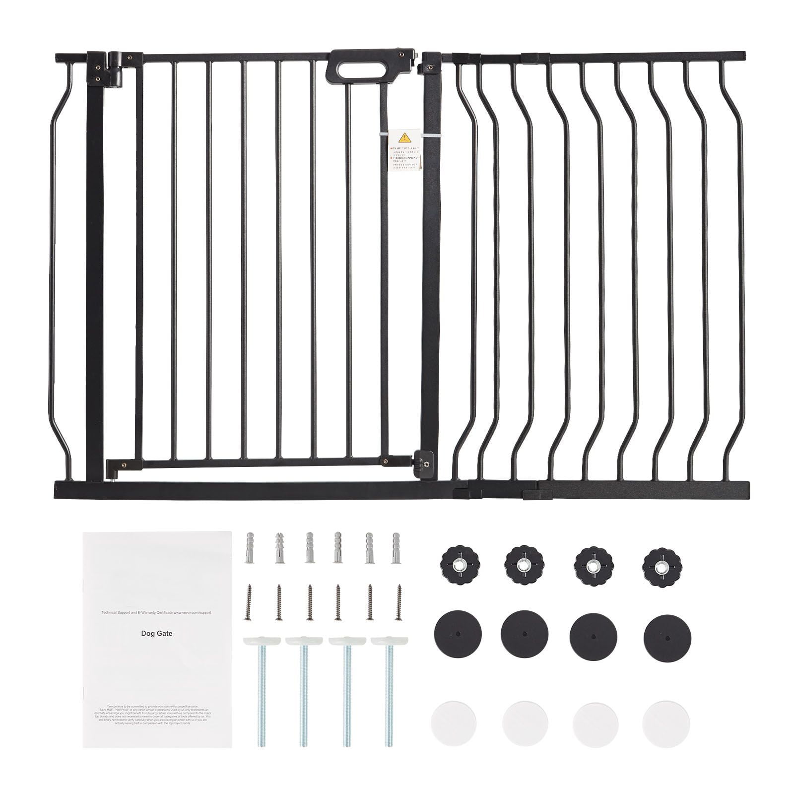 Washure Extra Wide Baby Safety Gate, 29.5"-46.4" Width, 30" Height Auto Close Walk Through Pet Gate, Pressure & Wall Mount Kit Included for Stairs Doorway, Black