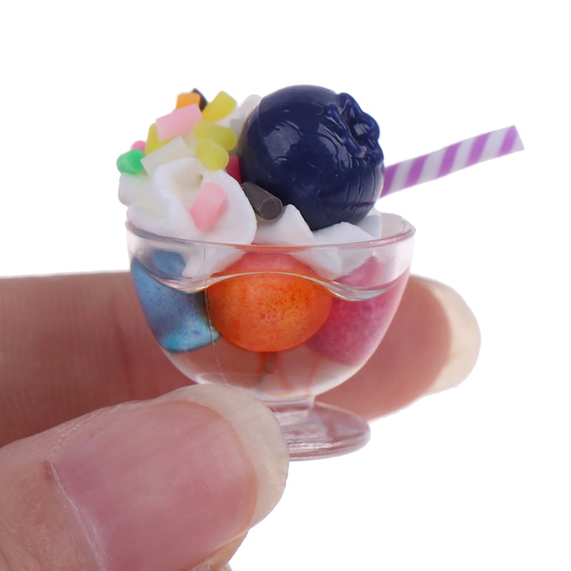 1:12 Dollhouse Miniature Blueberry Ice Cream Cup Dolls Kitchen Food Accesso T.DE 