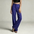 thumbnail image 5 of Tsivenald Womens Satin Wide Leg Pants High Waist Front Pleated Loose Baggy Solid Color Elegant Office Dress Trousers, 5 of 6