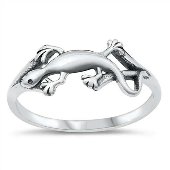 Sterling Silver Sideways Lizard Ring Size 8