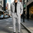 thumbnail image 4 of Miqool Men's Casual Shirt Jacket and Jogger Pants Set Long Sleeve Button Front Overshirt Elastic Waist Drawstring Trousers 2 Piece Outfit, 4 of 8
