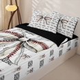 thumbnail image 3 of Manfei Baseball Sport Theme Zipper Full Size Comforter Sets with Fitted Sheet and 2 Pillowcases For Kids,Aesthetic Bow Pattern Zipper Bedding Set For Girls,Black Reversible,4-Piece, 3 of 7