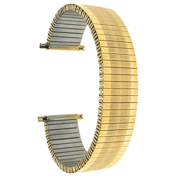 Bandini 18mm Gold Tone Stainless Steel Stretch Watch Strap for Men, Straight End, Metal Expansion Watch Band, No Buckle