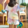 thumbnail image 3 of Uourmeti Gradient Tie-Dye Girls Short Set Loungewear Suit Lightweight Short Sleeve Tank Top T Shirt and Biker Shorts with Pockets Outfits Casual Sport Outdoors Wear, 3 of 5