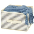 thumbnail image 6 of mDesign Foldable Bin for Cube Organizer - 4 Pack - Natural/Cobalt Blue Stripe, 6 of 8
