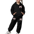 thumbnail image 4 of Letdown Girls Sweatpants Set - 2 Piece Bow Print Fashion Crewneck Hooded Sweatshirt and Jogger Sweatpants for Girls Matching Set (Black,2-3Years), 4 of 6