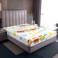 thumbnail image 3 of Erosebridal Cartoon Bus Car Fitted Sheet Full, Construction Vehicle Fitted Sheet Set Full, Colorful Flower Decor（No Top Sheet）, 3 of 6