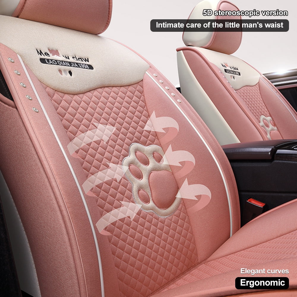 Maidao Car Seat Covers,Breathable and Waterproof Faux Leather Automotive Seat Covers for Cars SUV Truck Sedan,Universal Anti-Slip Driver Seat Cover with Pillow and Backrest Apricot