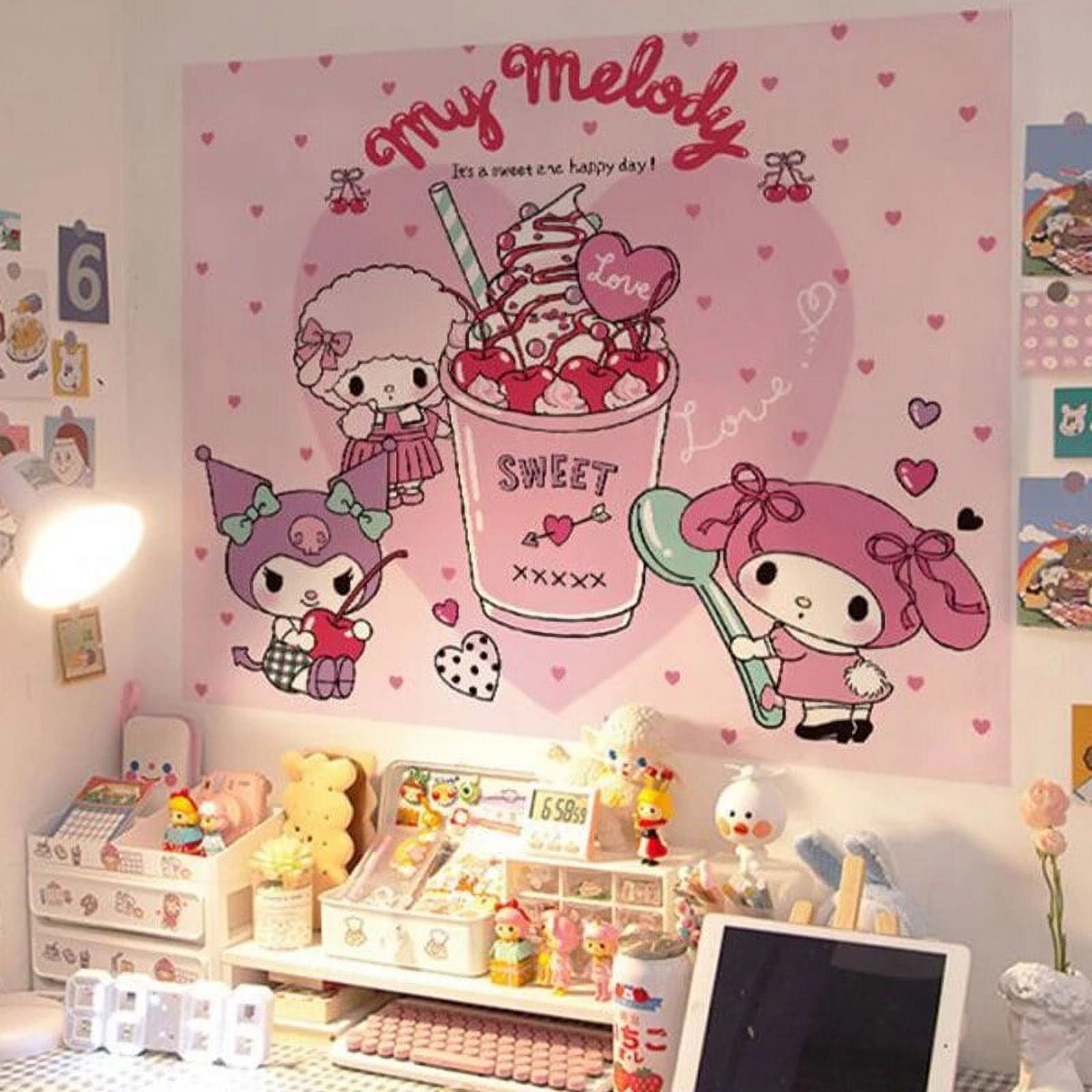 Sanrio Kawaii Kuromi Poster Cinnamoroll My Melody Anime Cute Dormitory HD Waterproof Moisture