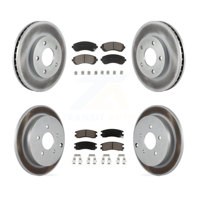 Transit Auto Front Rear Coated Disc Brake Rotors and Ceramic Pads Kit for Car Buick Rendezvous Pontiac Aztek KGC-101121