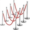 Set of 4 Stainless Steel Stanchion Crowd Control Barriers Rope Barrier,Silver