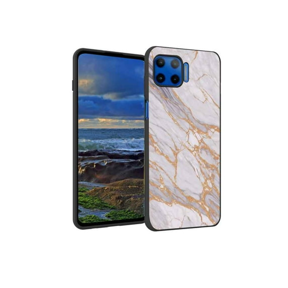 Compatible with Moto One 5G Phone Case, Marble-Custom22 Case Men Women, Flexible Silicone Shockproof Case for Moto One 5G