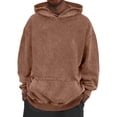 thumbnail image 2 of Huresd Mens Oversized Hoodies Vintage Hoodie Couples Pullover Acid Wash Hoodies for Men Streetwear Sweatshirts Coffee L, 2 of 5